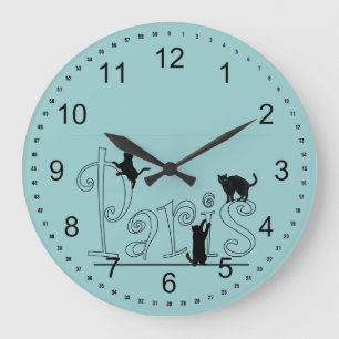 Paris Cats Large Clock