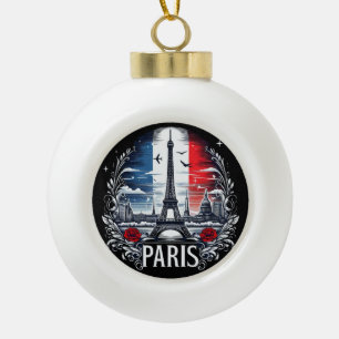 paris ceramic ball christmas ornament