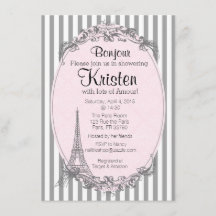 Paris Chic invitation for a shower