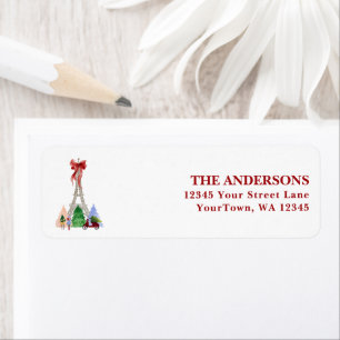 Paris Christmas Eiffel Tower France Return Address Label