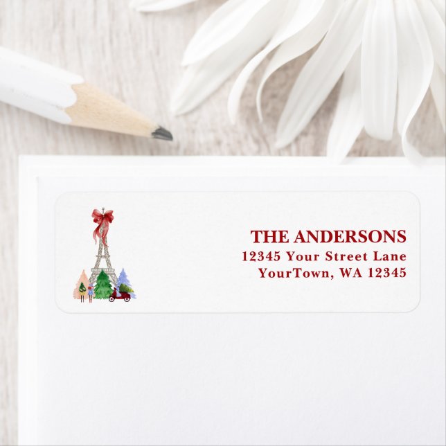 Paris Christmas Eiffel Tower France Return Address Label (Insitu)