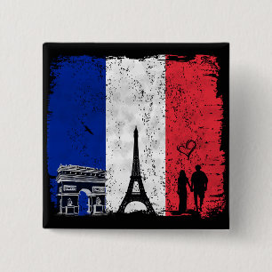 Paris city of love 15 cm square badge