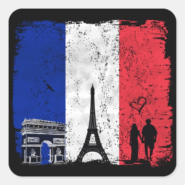 Paris city of love square sticker (Front)