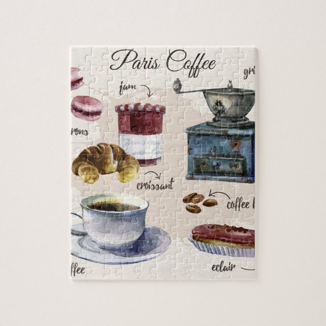 Paris coffee pastry illustrations jigsaw puzzle (Vertical)