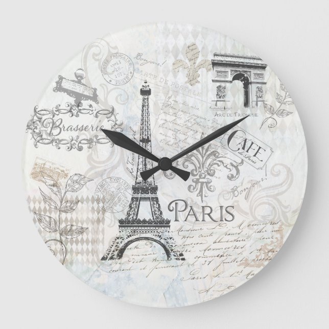 Paris Collage art Clock (Front)