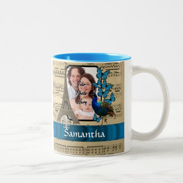 Paris collage on music sheet Two-Tone coffee mug (Right)