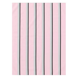 Paris collection pink, black, and grey stripe tablecloth