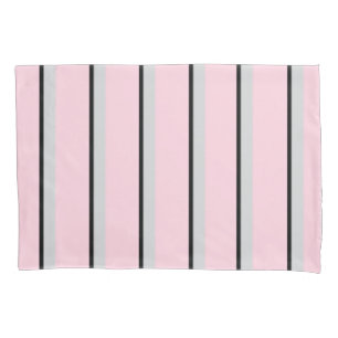 Paris collection stripe, black, pink, print pillowcase