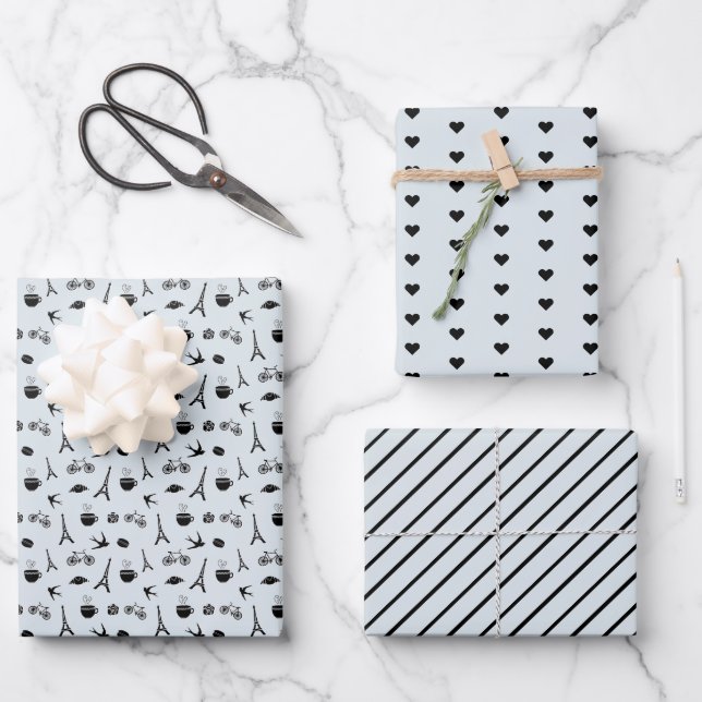 Paris Coordinating Pattern Wrapping Paper Sheet (Front)