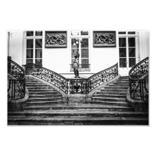 Paris Courtyard and Stairs - Black and White Photo Print