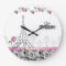 Paris Custom Clock Pink Roses