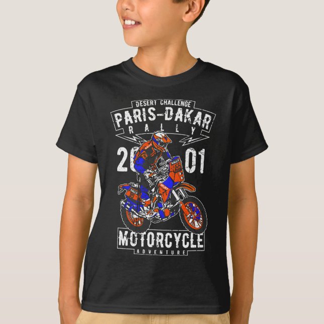 Paris-Dakar rally motorcycle adventure Sahara moto T-Shirt (Front)