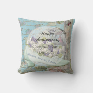 Paris Decoupage 25th Wedding Anniversary Cushion