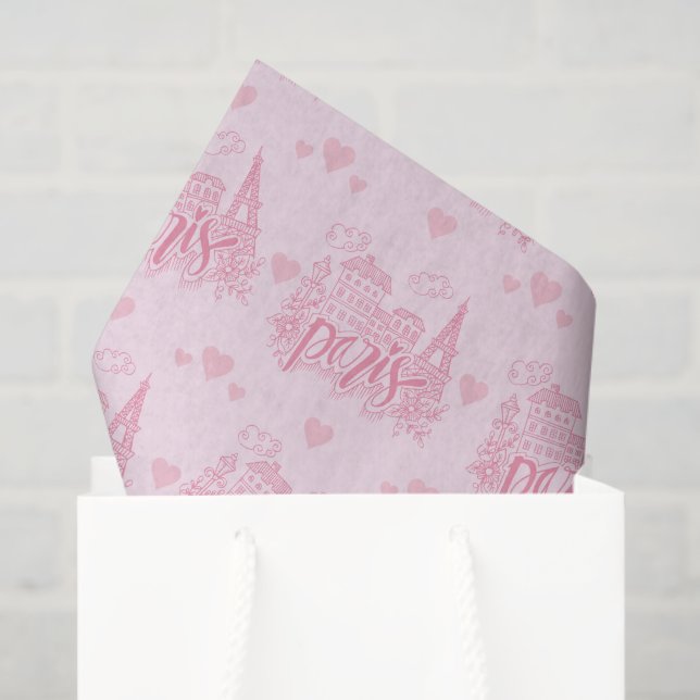 Paris Decoupage Pink Tissue Paper (Gift Bag)
