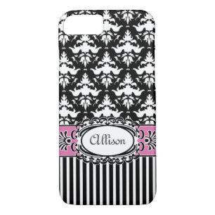 Paris Demoiselle Damask Pink and Black iPhone 8/7 Case