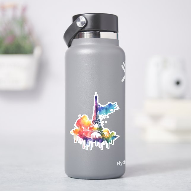 Paris design with colourful splatters (HydroFlask)