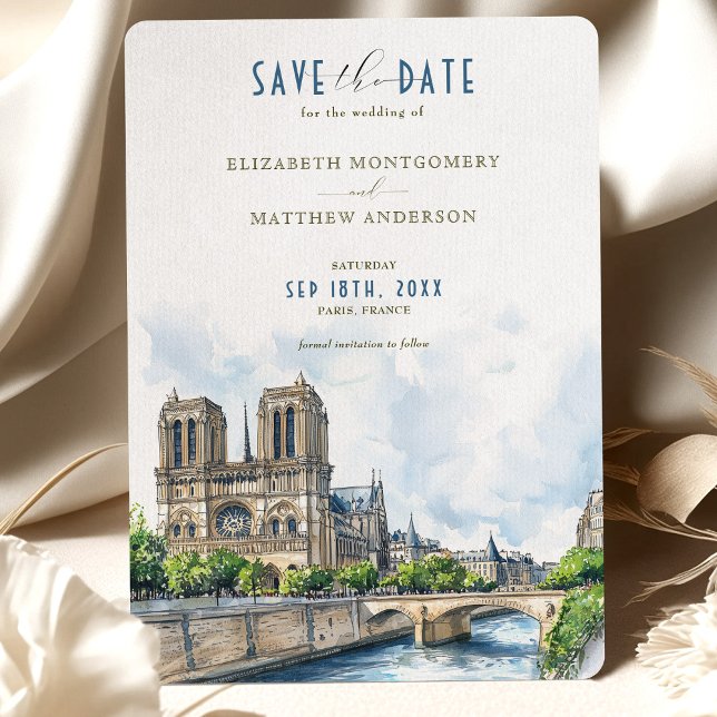 Paris Destination Save the Date Notre Dame Invitation (Creator Uploaded)