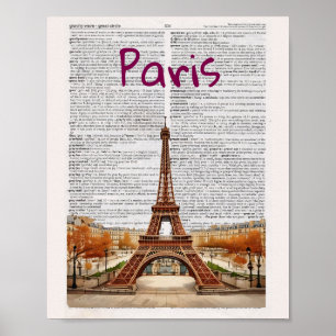 Paris Dictionary page art print