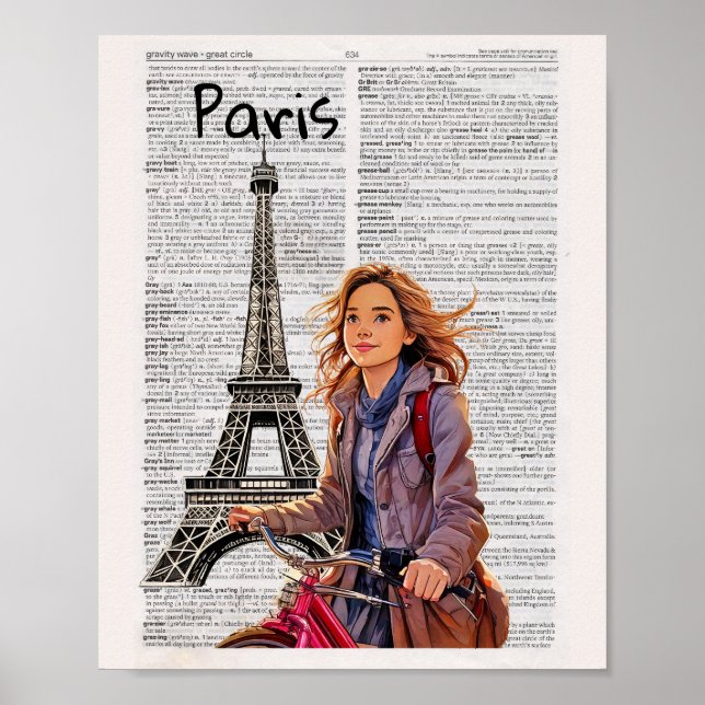 Paris Dictionary page art print (Front)