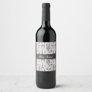 Paris Doodles Customisable Wine Label