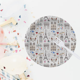 Paris Doodles Paper Plate