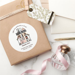 Paris Eiffel in Love French Cafe Baby Shower Classic Round Sticker