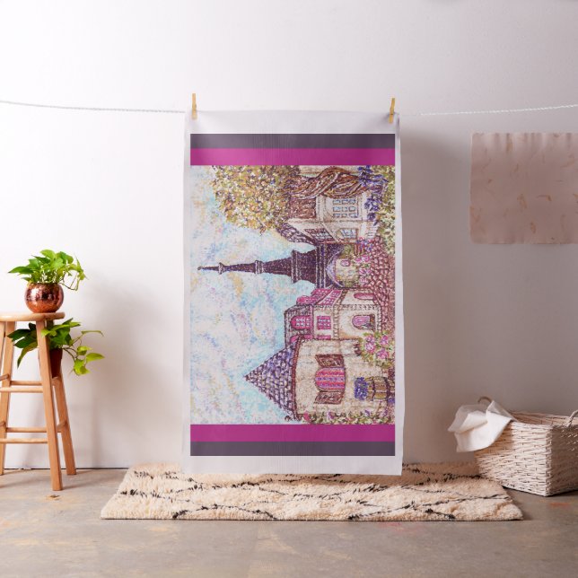 Paris Eiffel inspired pointillism fabric tapestry (In Situ)
