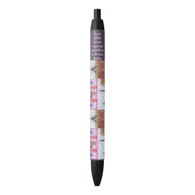 Paris Eiffel Inspired Pointillist Collage Art Pen (Front Vertical)