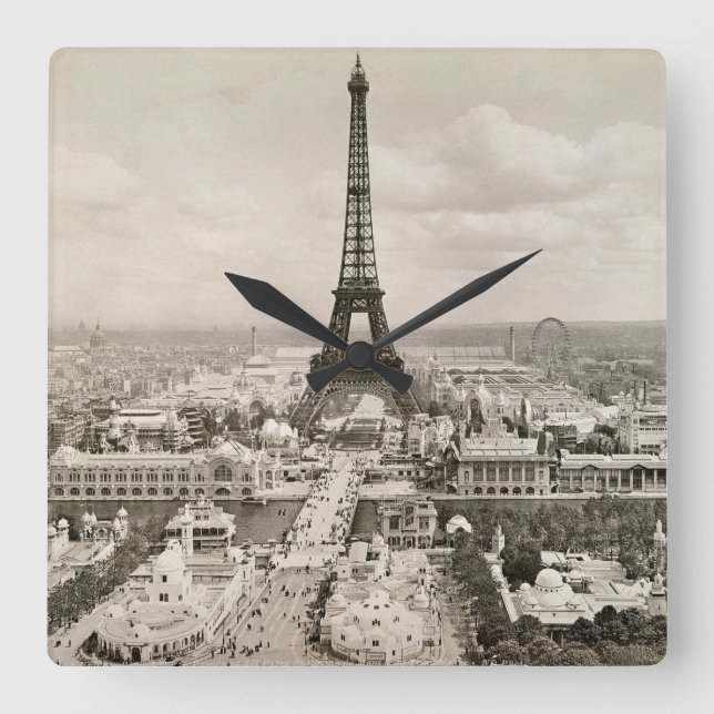Paris: Eiffel Tower, 1900 Square Wall Clock (Front)