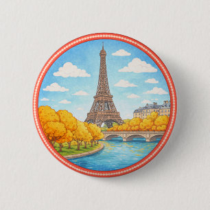 Paris' Eiffel Tower 6 Cm Round Badge