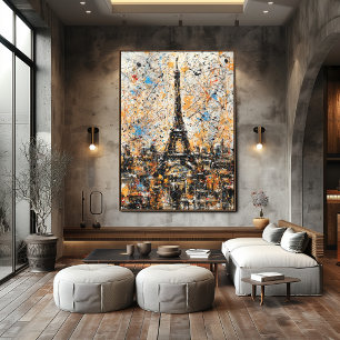 Paris Eiffel Tower Abstract Drip Painting  Poster