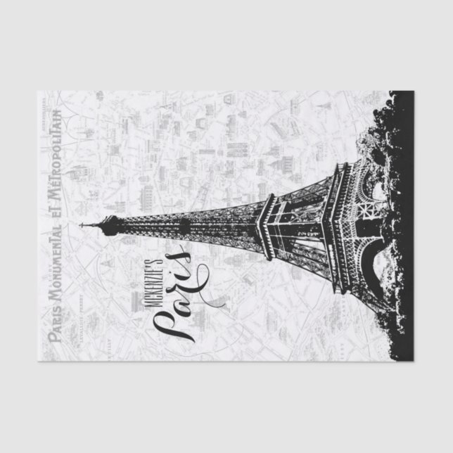 Paris Eiffel Tower Add Your Name Tissue Paper (Front)