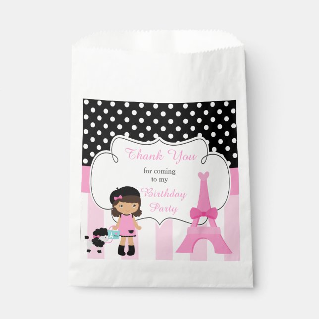 Paris Eiffel Tower African American Girl Favour Bag (Front)