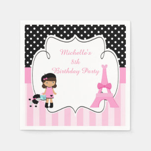 Paris Eiffel Tower African American Girl Napkin