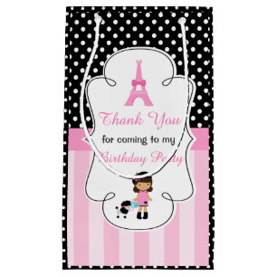 Paris Eiffel Tower African American Girl Small Gift Bag