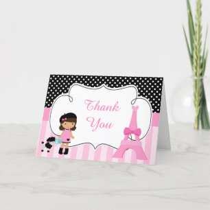 Paris Eiffel Tower African American Girl Thank You Card