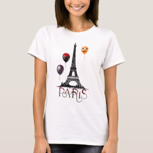 Paris, Eiffel Tower and Halloween Balloons Gothic T-Shirt