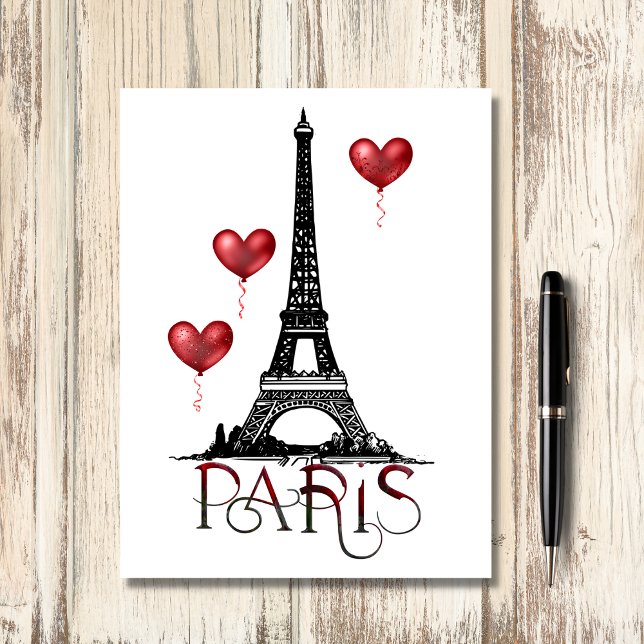 Paris, Eiffel Tower and Red Balloons Beautiful Postcard (Creator Uploaded)