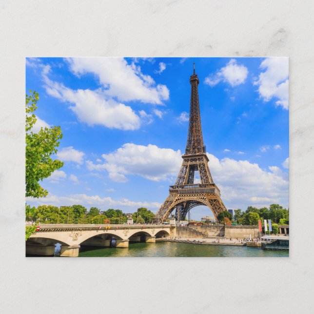 Paris, Eiffel Tower and river Seine, France. Postcard (Front)