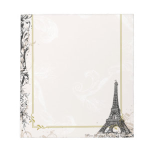 Paris Eiffel Tower and Scrolls Notepad