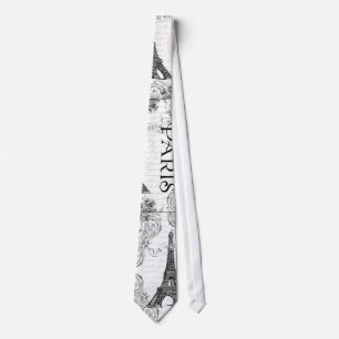 Paris Eiffel Tower and Scrolls Tie