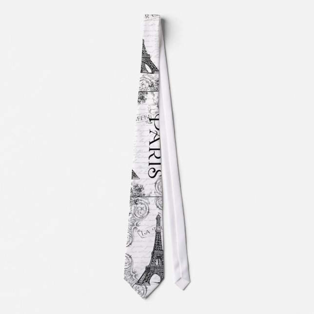 Paris Eiffel Tower and Scrolls Tie (Front)