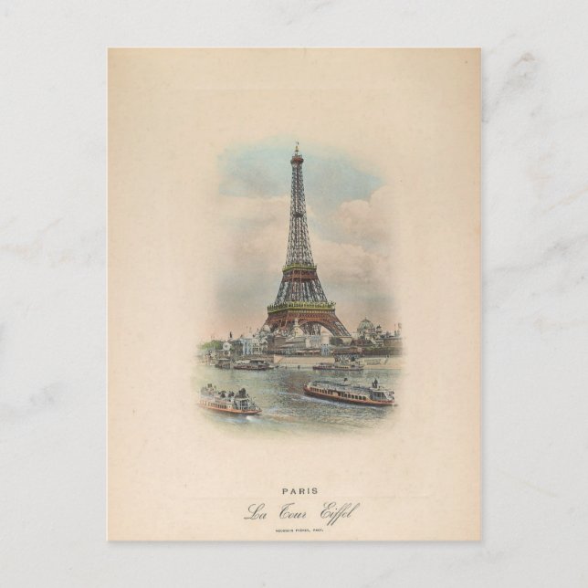 Paris Eiffel Tower antique art photo Postcard (Front)