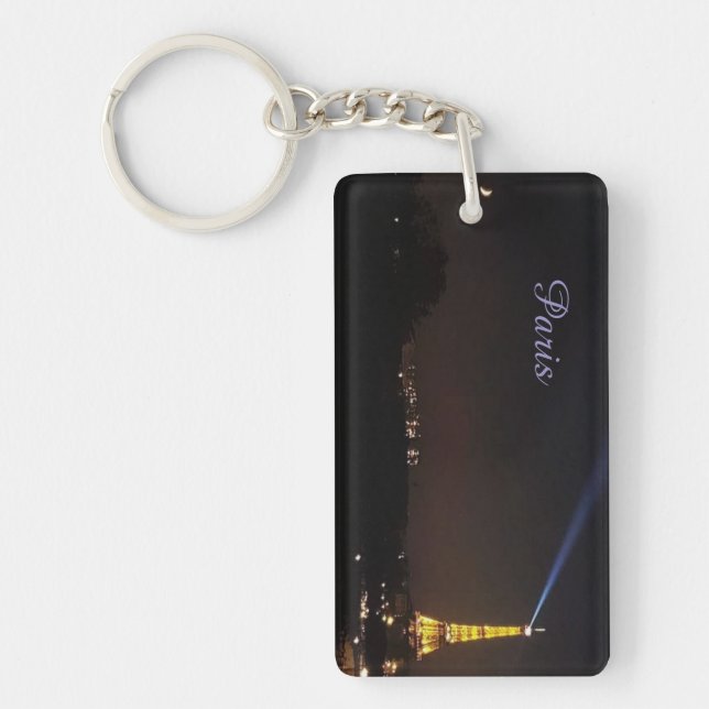 Paris Eiffel Tower at Night Keychain (Front)