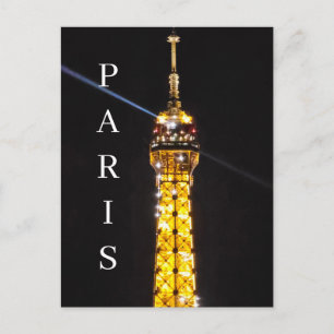 Paris Eiffel Tower at night view postcard