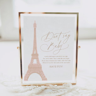 Paris Eiffel Tower Baby Shower Don't Say Baby Sign