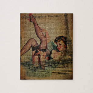 paris eiffel tower bachelorette girl jigsaw puzzle