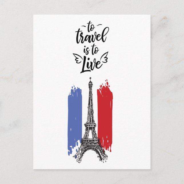 *~* Paris Eiffel Tower Black Outline White Postcard (Front)