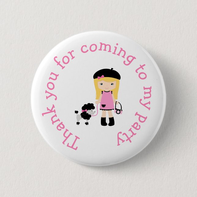 Paris Eiffel Tower Blonde Girl 6 Cm Round Badge (Front)