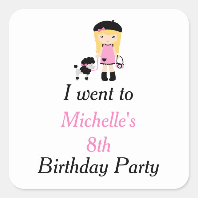 Paris Eiffel Tower Blonde Girl  'I went to' Square Sticker (Front)